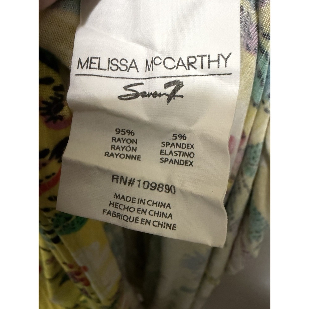 Melissa McCarthy Seven7 3X Yellow Floral Hi Low Maxi Dress Boho Plus Size - Picture 6 of 9
